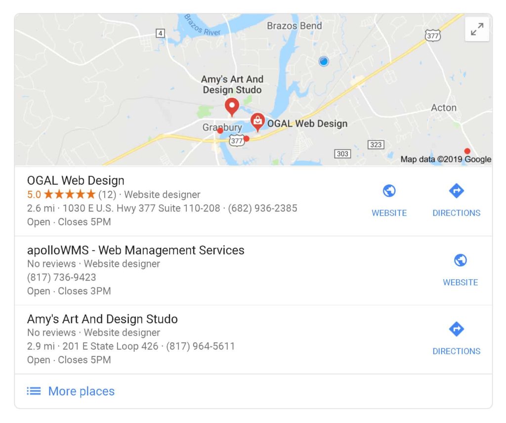 Granbury, TX Google Local Listing