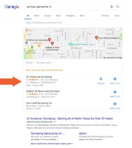 All American Surveying Google My Business Listing
