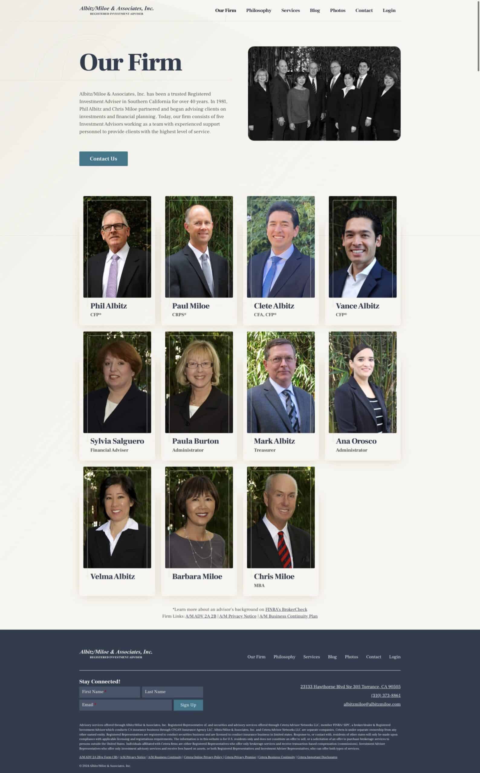 Screenshot of the new Our Firm page