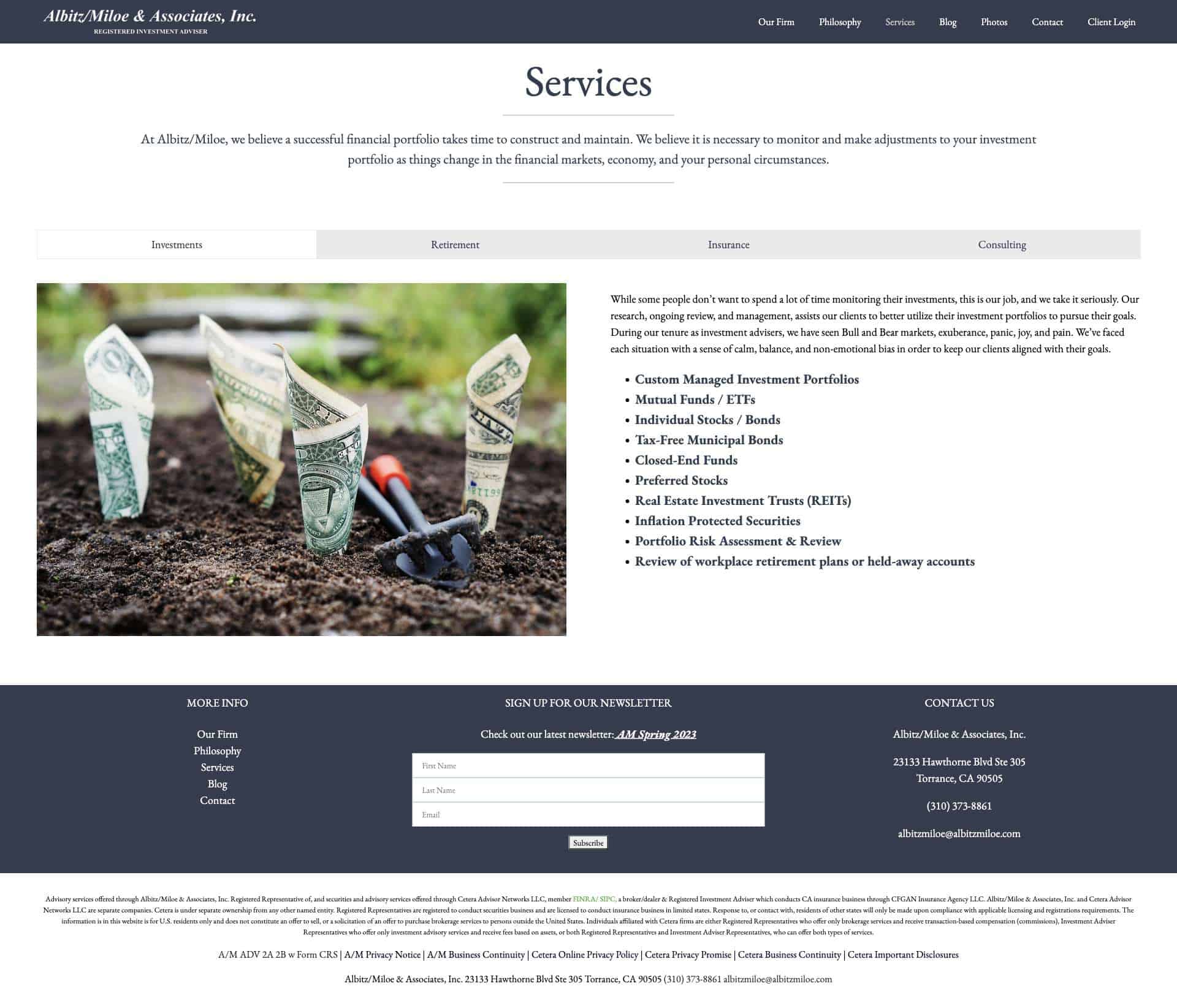 Old services page