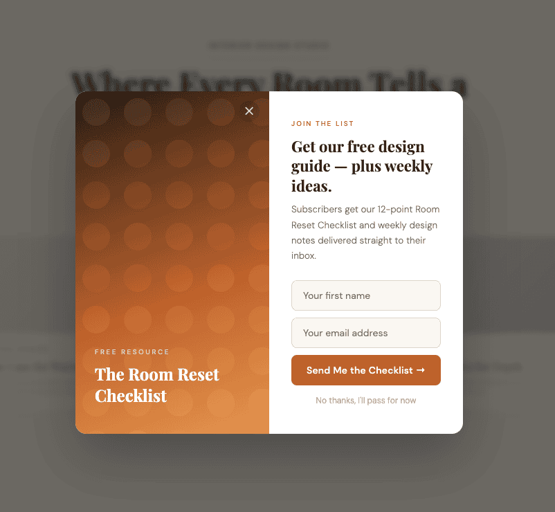 An example of a popup