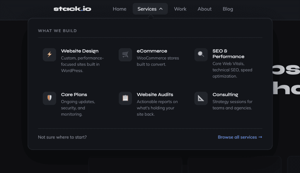 An example of a mega menu