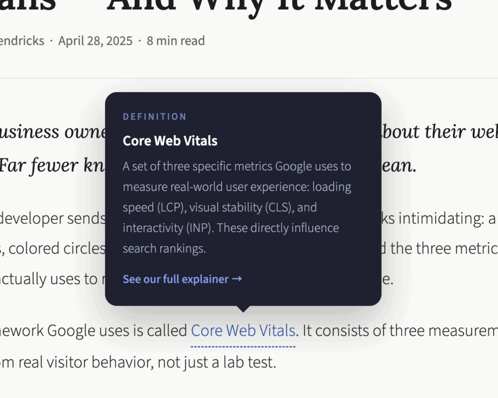 An example of a tooltip