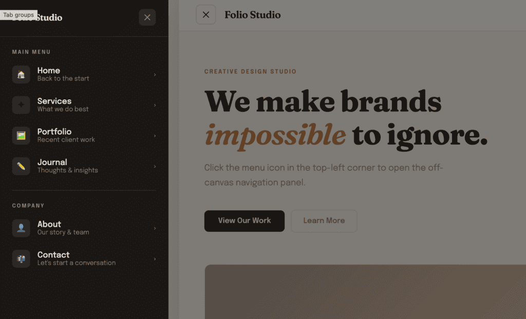 An example of a custom off-canvas navigation